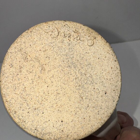 Studio Pottery Handmade Pitcher Signed Blue White Cottagecore Farmhouse Organic - Picture 6 of 6